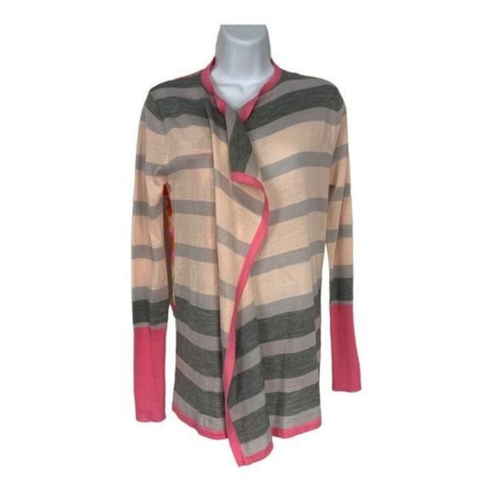 Clements Ribeiro Striped & Floral Cardigan Womens Size S Multicolor Wool Blend O
